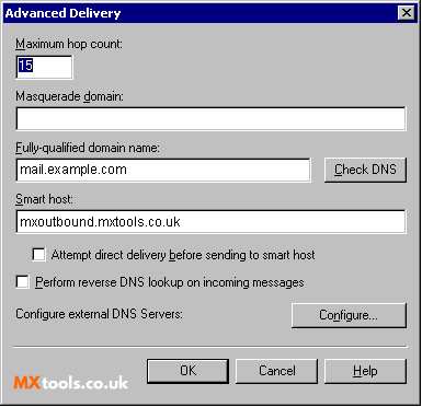 Exchange Advanced Delivery Settings for Exchange 2000