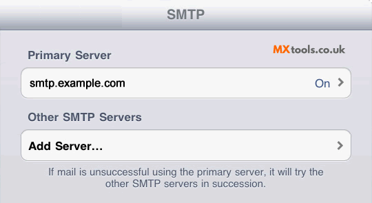 Apple iPad - Add SMTP Server