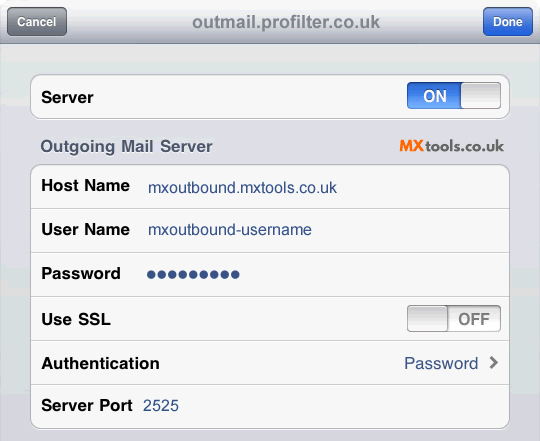 Apple iPad - MX Outbound Mail Settings