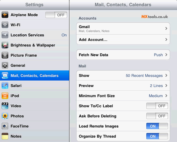 Apple iPad - Mail, Contacts, Calendars