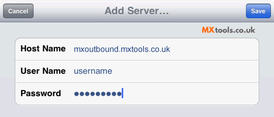 Apple iPad - Add SMTP Server Details