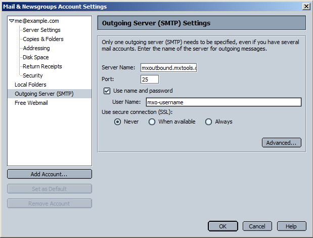 netscape7 mail account settings