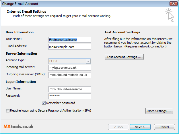 Change Outlook Email Settings