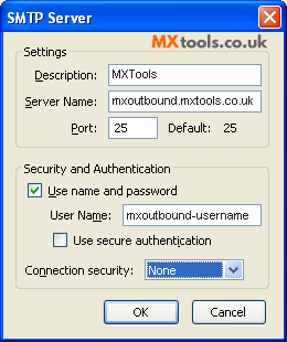 Mozilla Thunderbird SMTP Server Settings